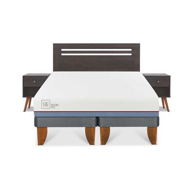 Cama Europea CIC Base Dividida 2 Plazas Excellence Plus + Respaldo + 2 Veladores Munich