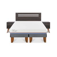 Cama Europea CIC Base Dividida 2 Plazas Excellence Plus + Respaldo + 2 Veladores Munich