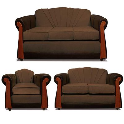 Juego de Living Elegant Detail Marsella Sofá 3 Cuerpos + Sofá 2 cuerpos + Sillón 1 Cuerpo Café