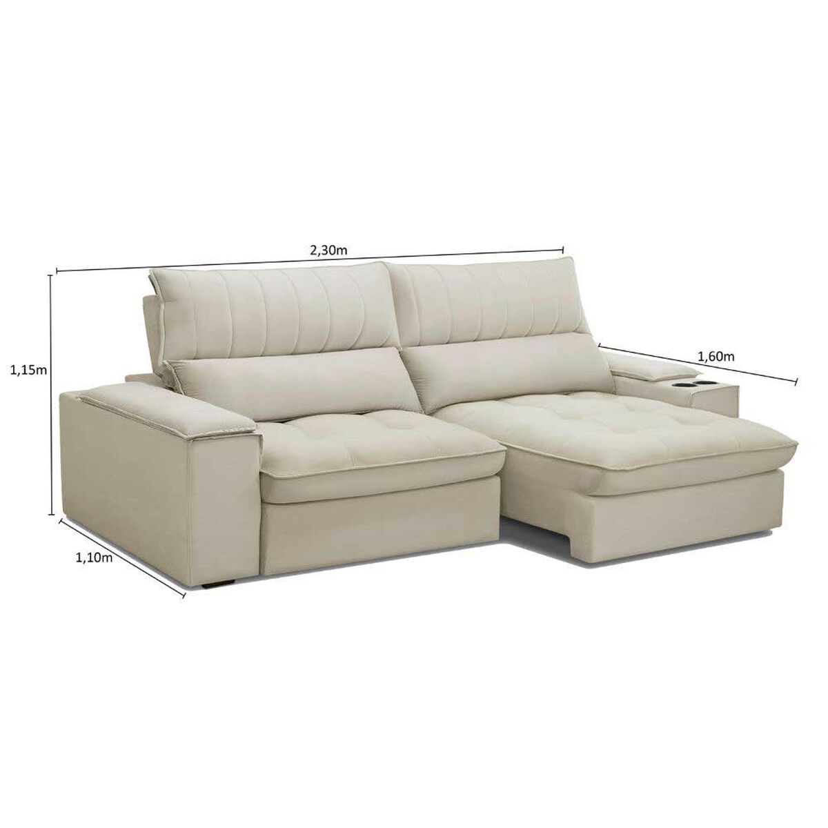 Sofá Amuv Bariloche Reclinable 3 Cuerpos Beige