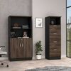 Combo Archivador 4 Cajones + Gabinete 2 Puertas TuHome Home Office Negro Soft-Coñac