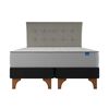 Cama Europea Flex Base Dividida 2 Plazas Seaqual + Respaldo Gris