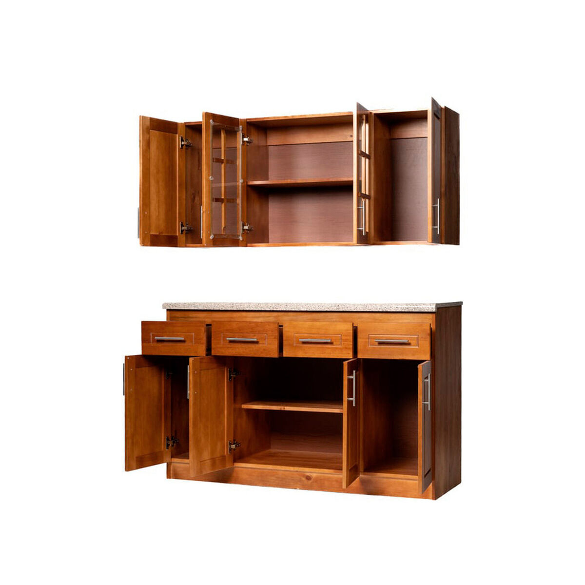 Mueble de Cocina Muebles Hema Berl&iacute;n 8 Puertas 4 Cajones Nogal
