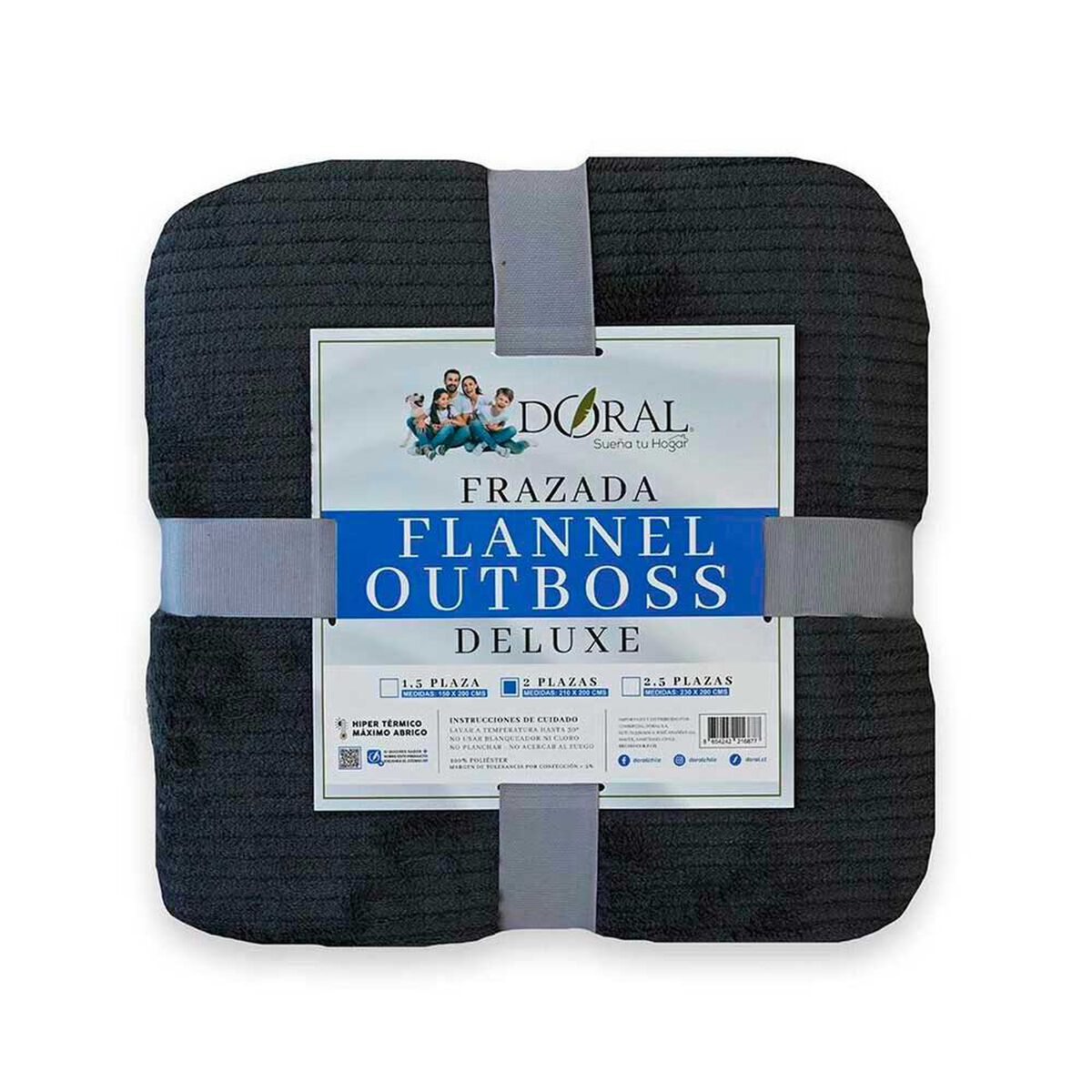 Frazada Poli&eacute;ster Doral 2 Plazas Deluxe Gris Oscuro