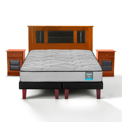 Cama Europea Flex 2 Plazas Dream Dual Box B/D + Set Lorraine