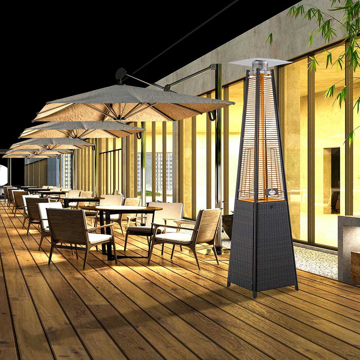 Estufa a Gas Exterior Terraza Klyma Obelisk Rattan