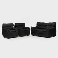 Juego de Living Almore Belén Sofá 3 Cuerpos + Dos Sillones 1 Cuerpo Negro