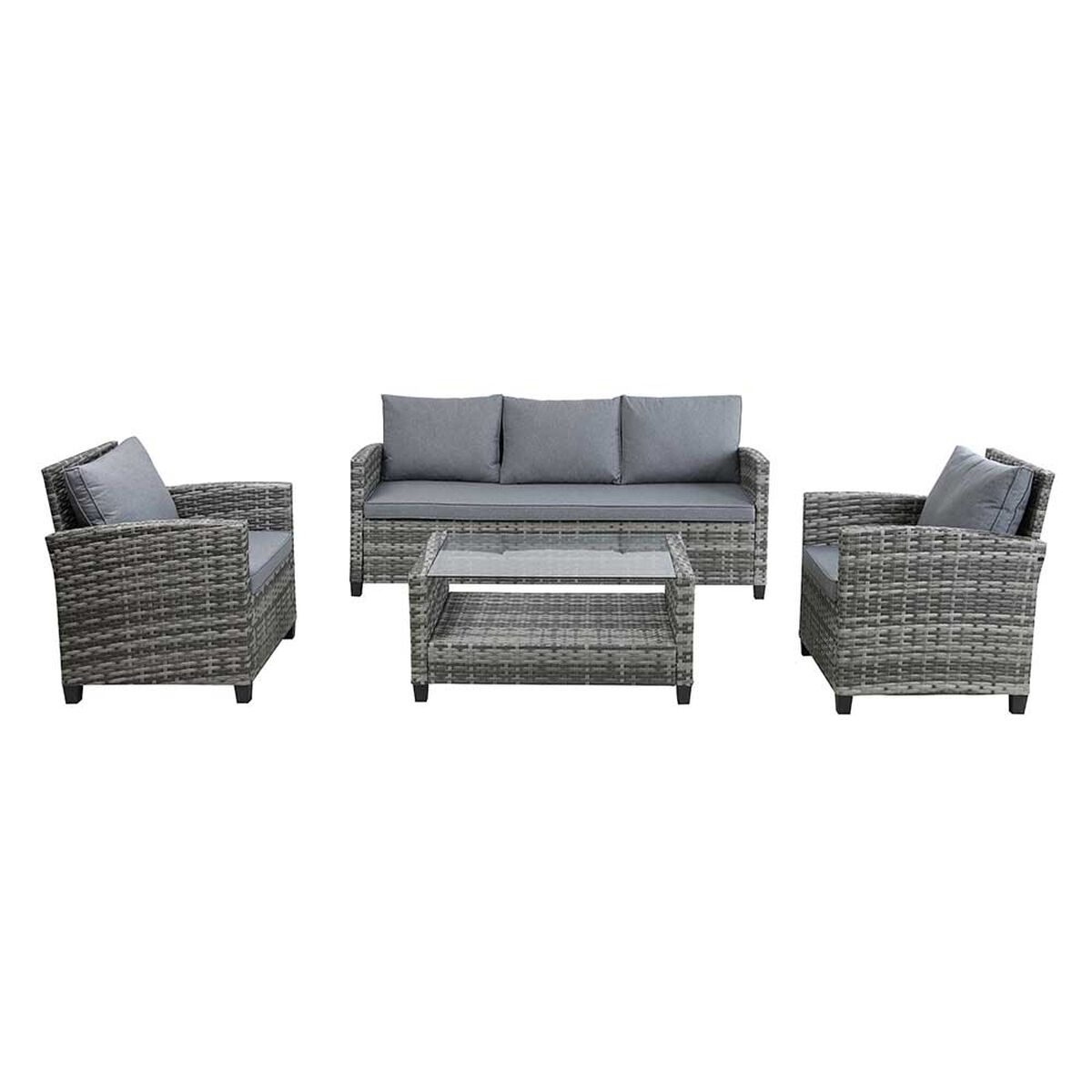 Juego de Living para Terraza Casanova Army Sofá 3 Cuerpos + Dos Sillones 1 Cuerpo + Mesa de Centro Grey
