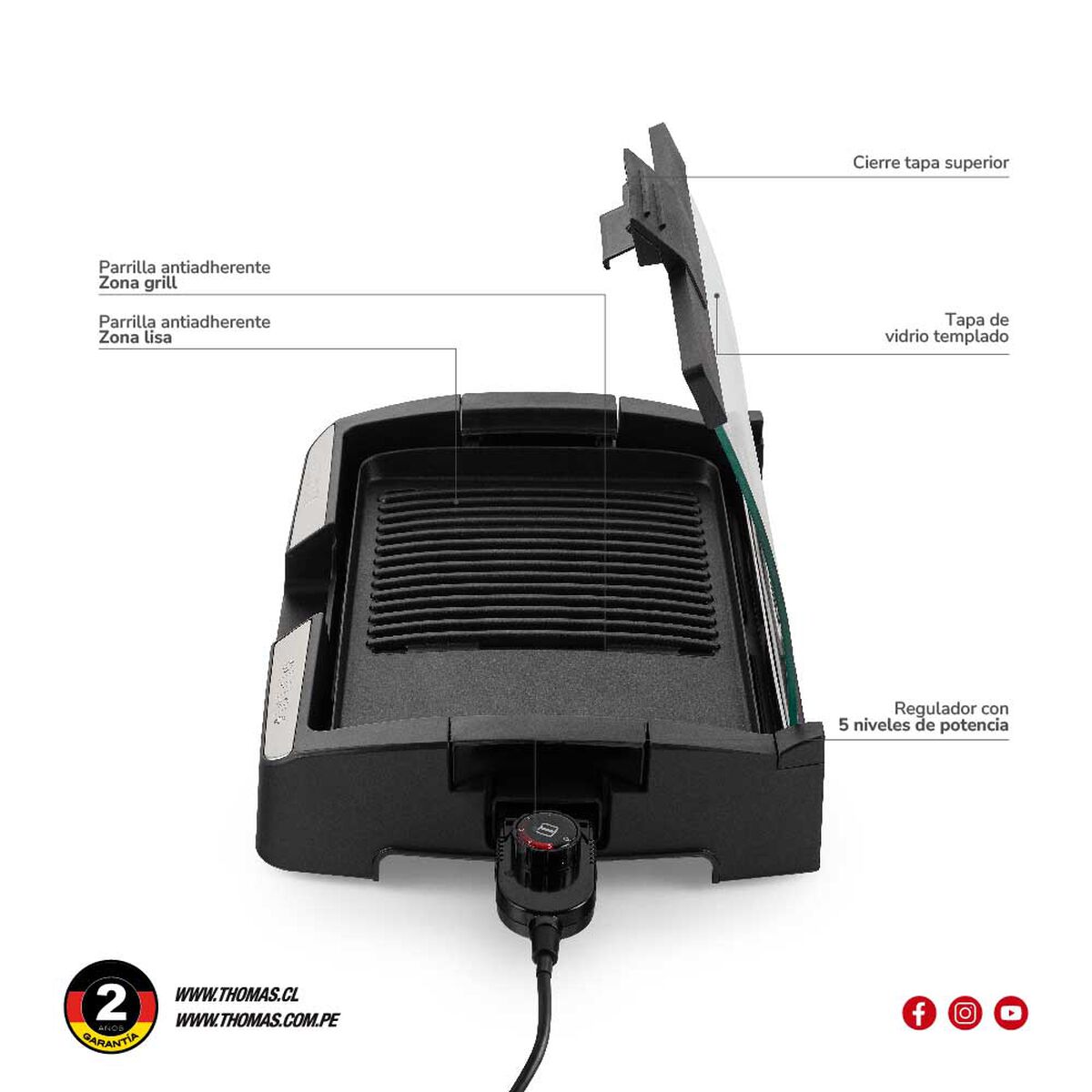 Parrilla Eléctrica Thomas TH-224 1800W