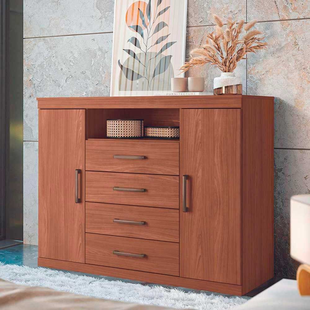 Cómoda Onessta Master 2 Puertas 4 Cajones Jatoba