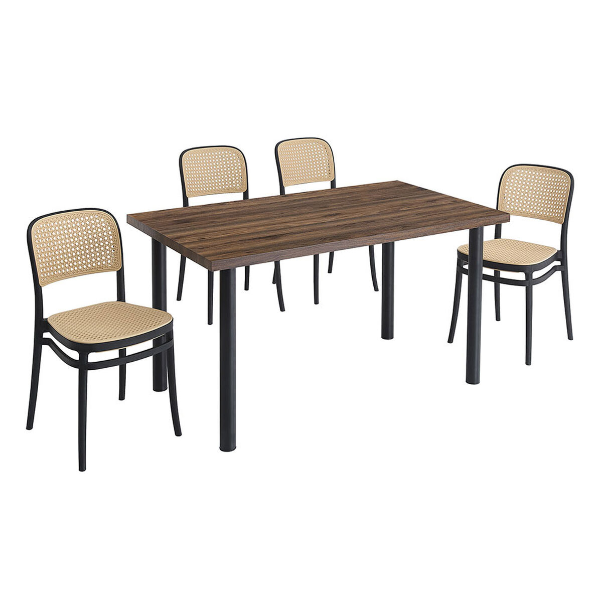 Juego de Comedor Vekkahome Alma Duna 4 Sillas Caf&eacute;