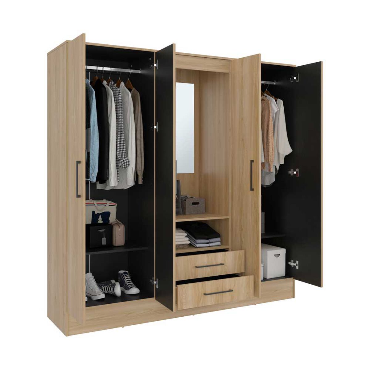 Closet Tuhome Barmine 4 Puertas 2 Cajones Fresno Wengue