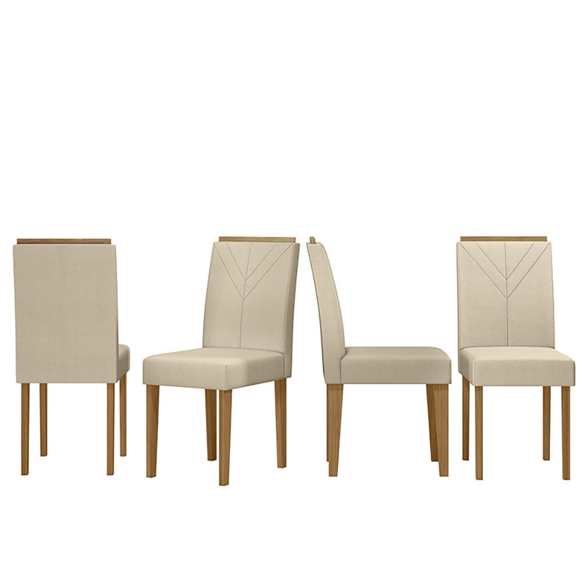 Juego de Comedor VekkaHome Vezna 4 Sillas Beige