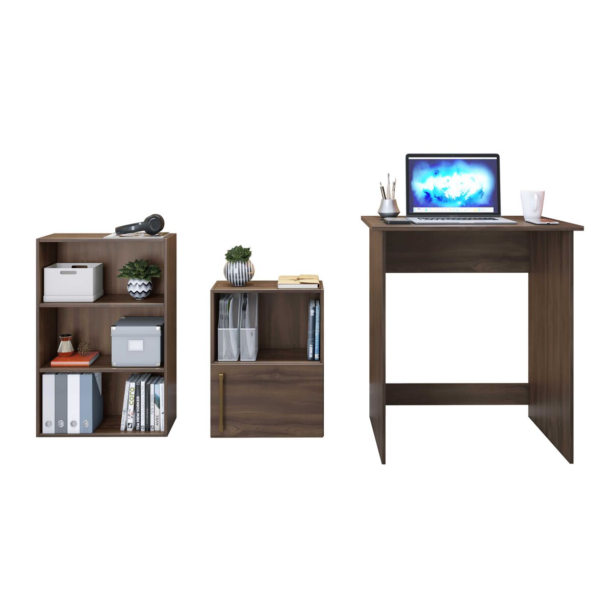 Escritorio + Estante + Librero Mobilo Mini Home Café Wood