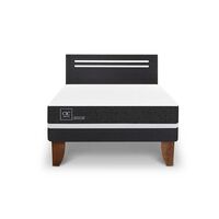 Cama Europea CIC 2 Plazas Ortopedic + Respaldo Munich Negro