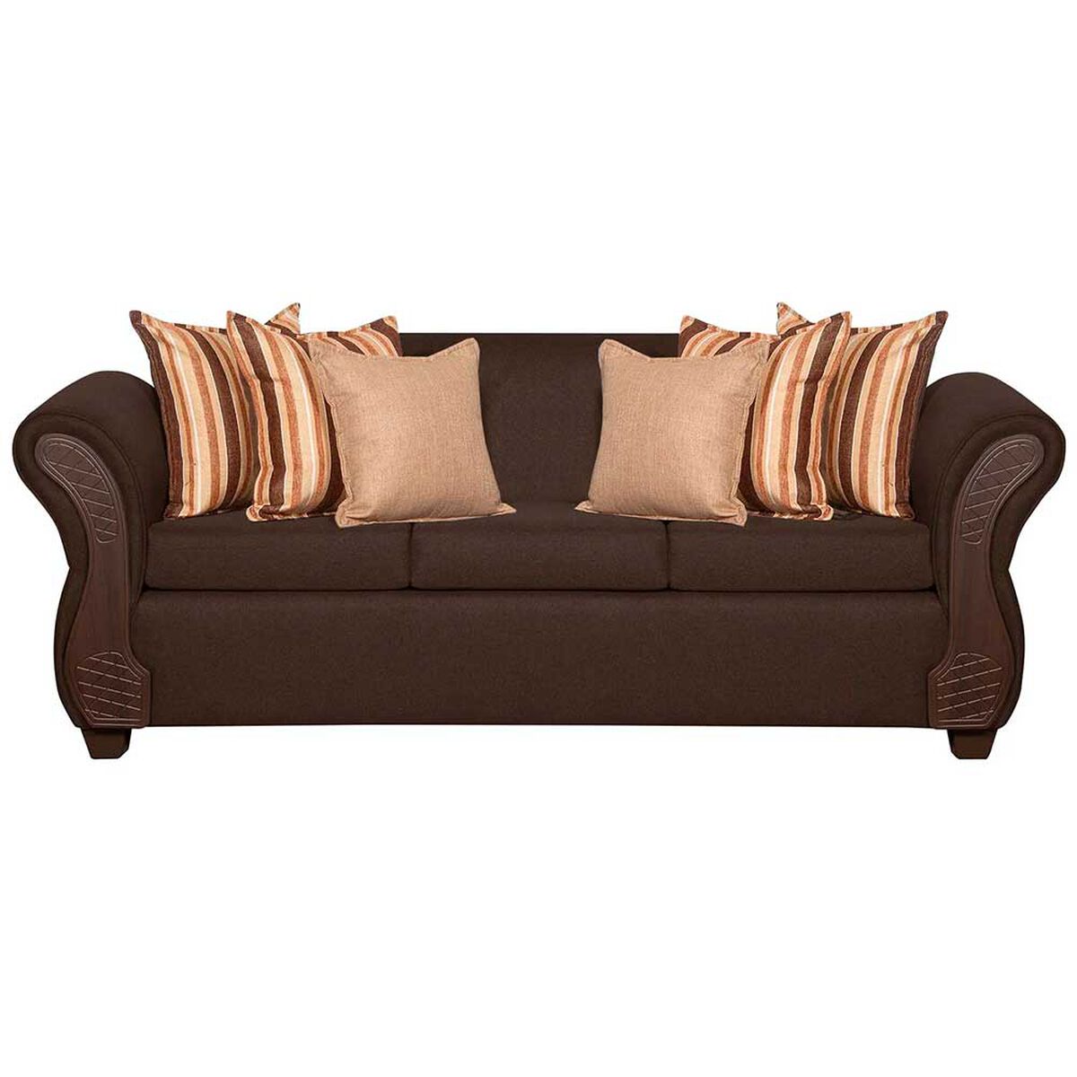 Juego de Living Ruzam Mobel Marsella Sof&aacute; 3 Cuerpos + Dos Sillones 1 Cuerpo Lino Caf&eacute;