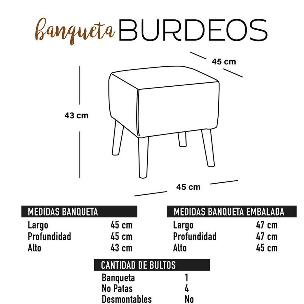 Pouf Latam Home Burdeos Cuero Kentucky Beige