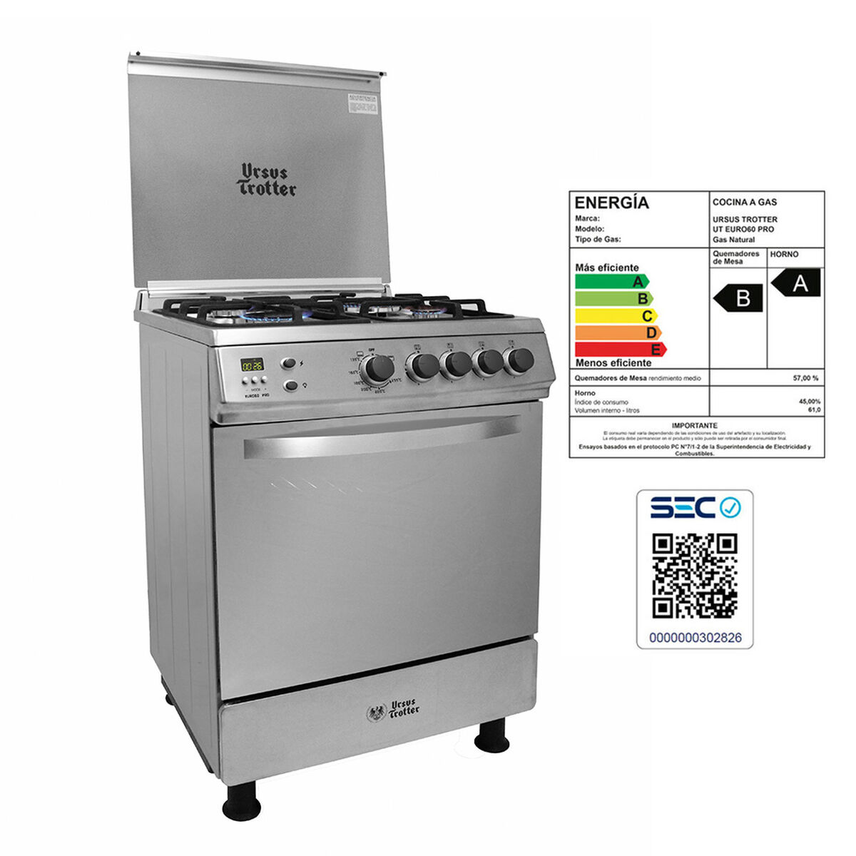 Cocina a Gas Ursus Trotter UT Euro 60 Pro GN 4 Quemadores