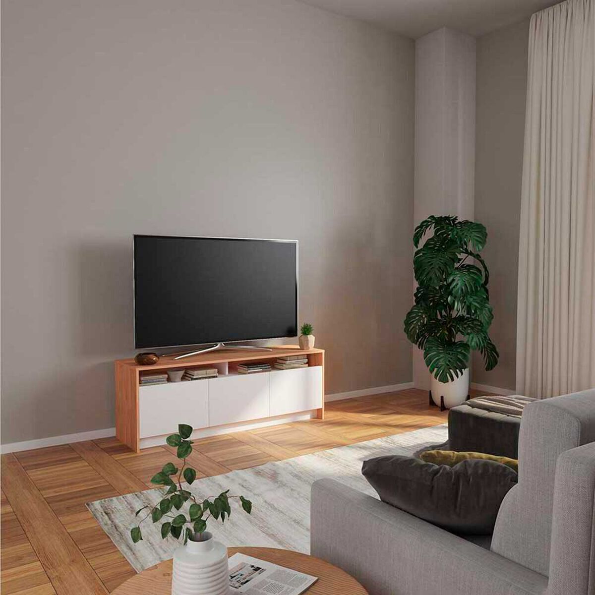 Rack TV CIC Colbun Olmo Blanco Hasta 60"