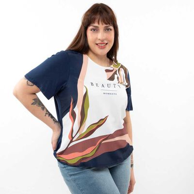 Polera Con Estampado Manga Corta Mujer Extralindas