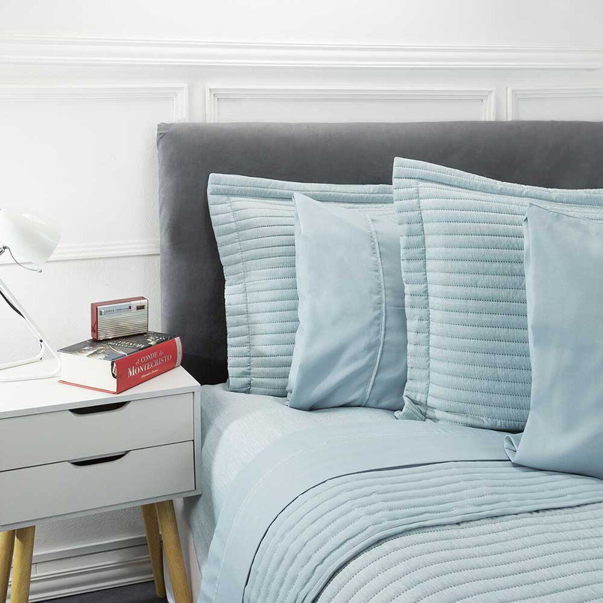 Set Quilt + Juego de Sábanas Casanova King Aqua