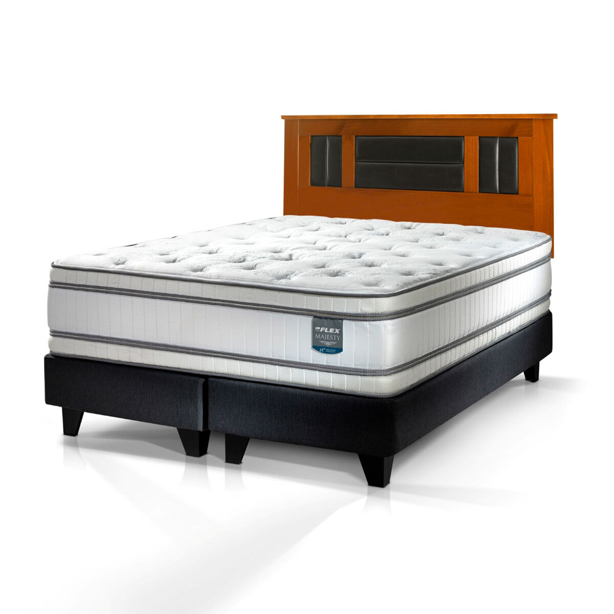 Combo Cama Europea Flex 2 Plazas Majesty + Respaldo Lorraine