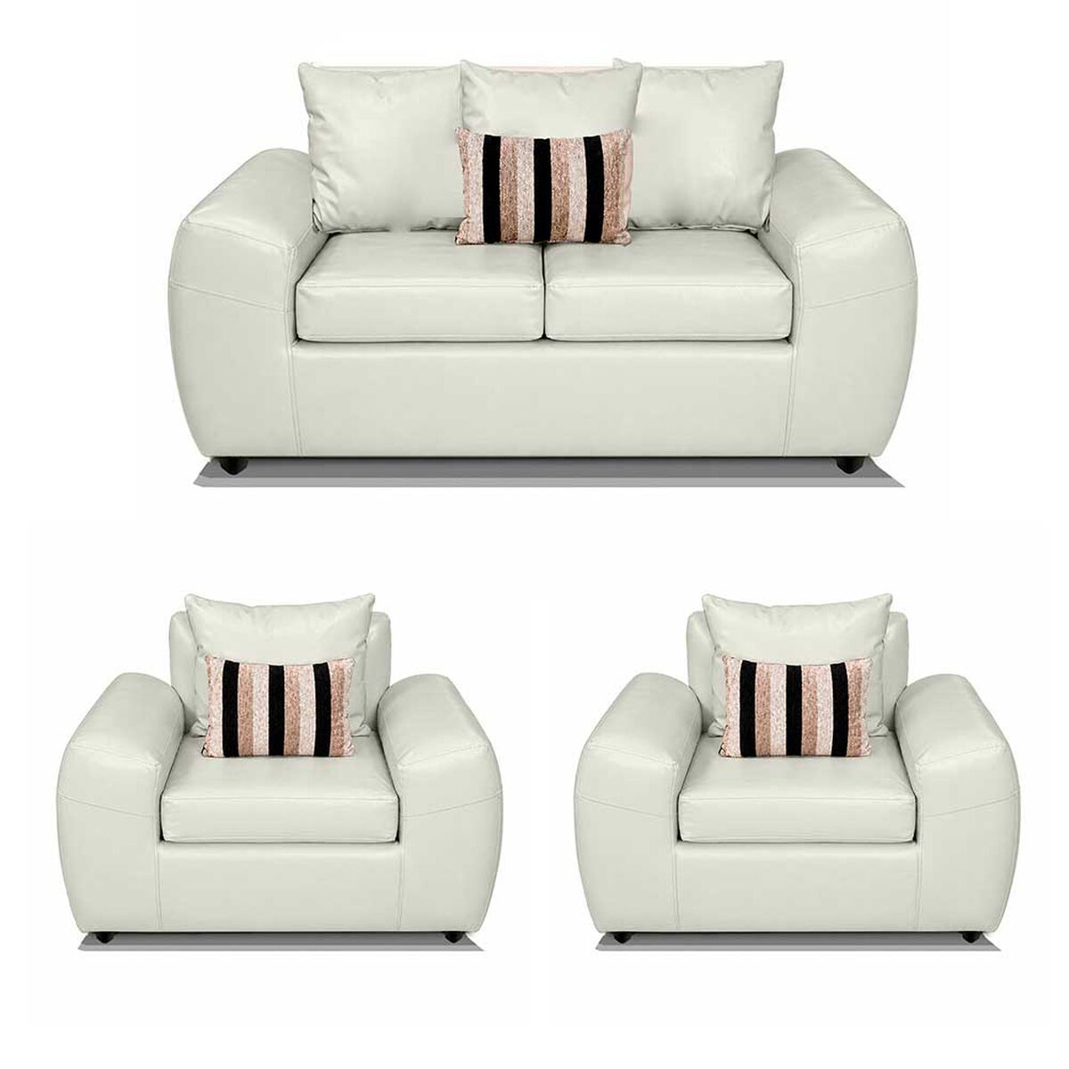 Juego de Living Elegant Detail New Houston 2-1-1 Cuerpos Blanco