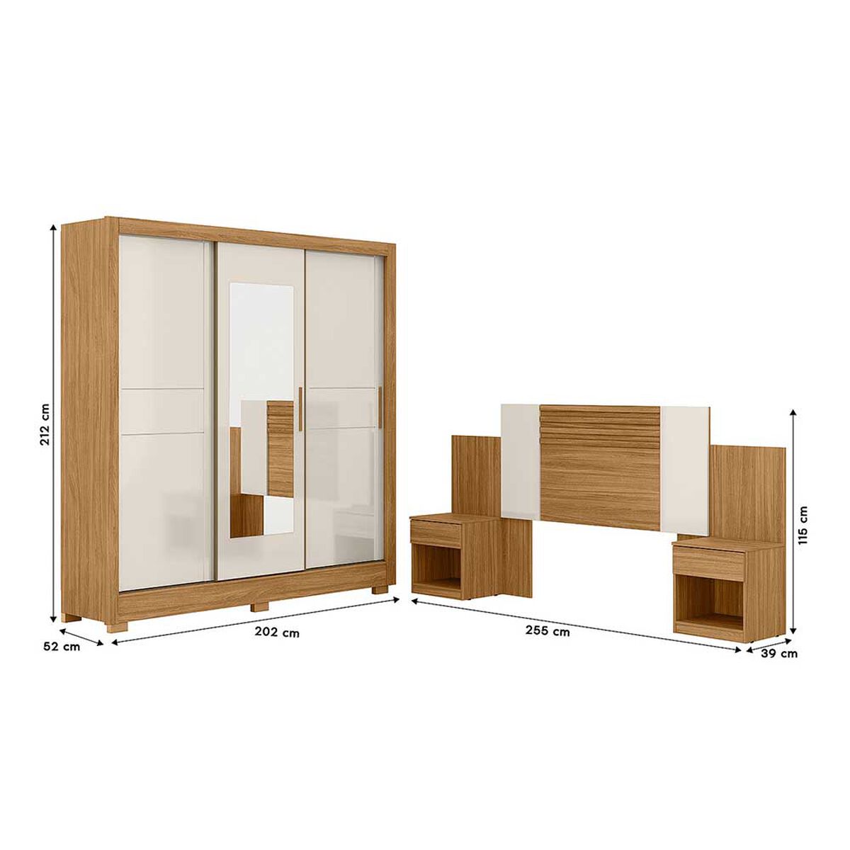 Closet Di Poretti Bahamas 3 Puertas 2 Cajones + Respaldo Ajustable