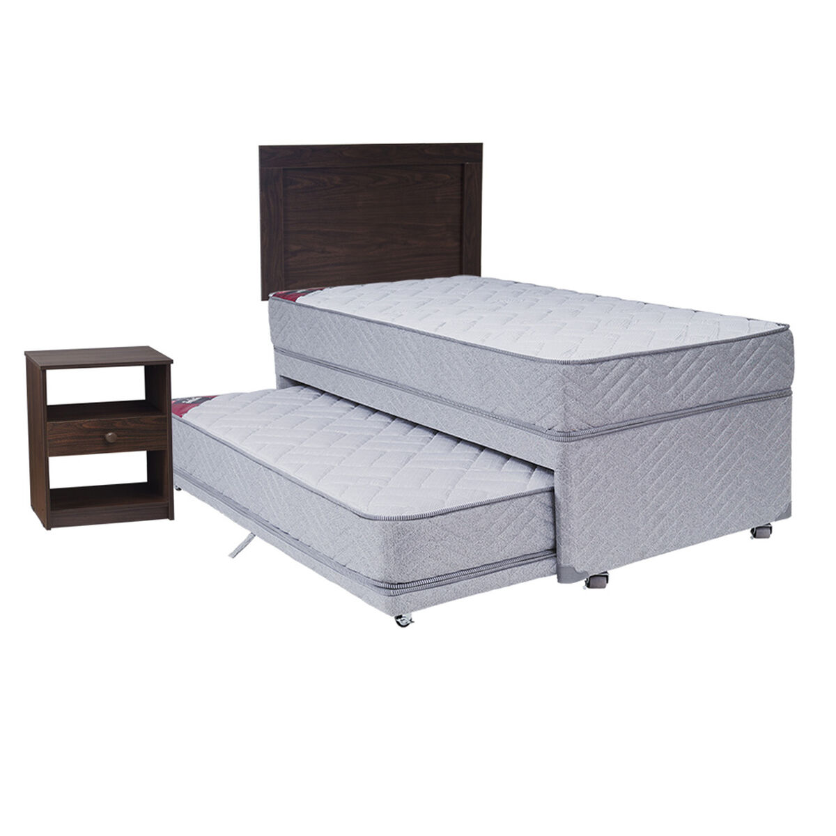 Cama Nido Celta 1,5 Plazas x 2.06 mt New Mega + Respaldo + Velador Pamplona