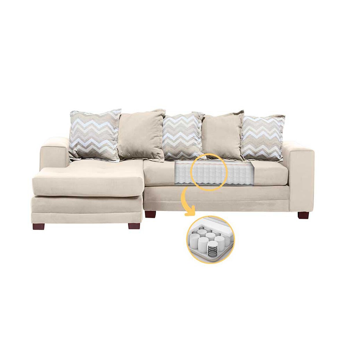 Sof&aacute; Seccional Izquierdo Living Factory Milan 3 Cuerpos Beige