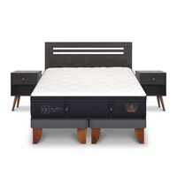 Cama Europea CIC Base Dividida 2 Plazas Súper Premium + Respaldo + 2 Veladores Munich