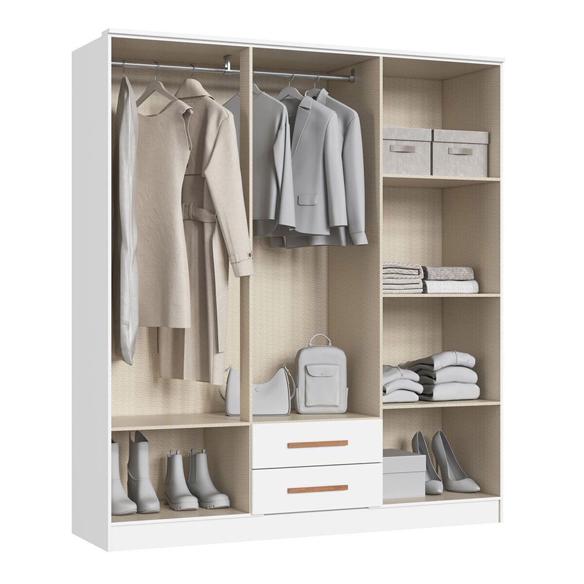 Closet Vekkahome Americano 6 Puertas 2 Cajones Blanco
