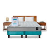 Combo Cama Europea Latam Home 2 Plazas Cannon BD Tela Turquesa + Textil + Resp. + 2 Veladores Orion