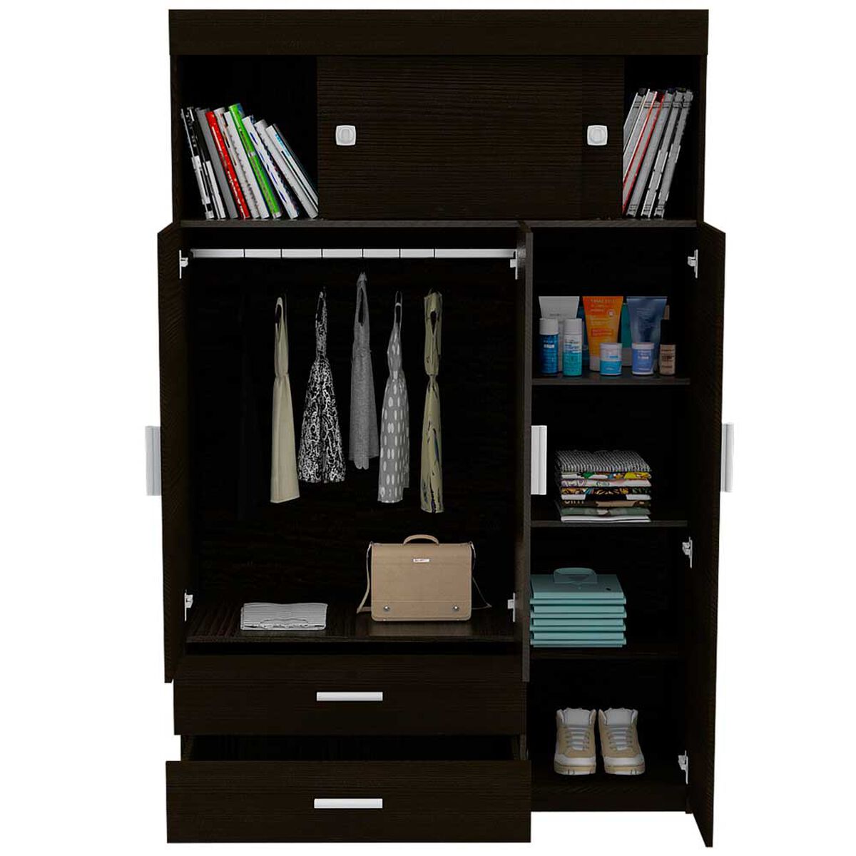 Closet Tuhome Manila 5 Puertas 2 Cajones Wengue