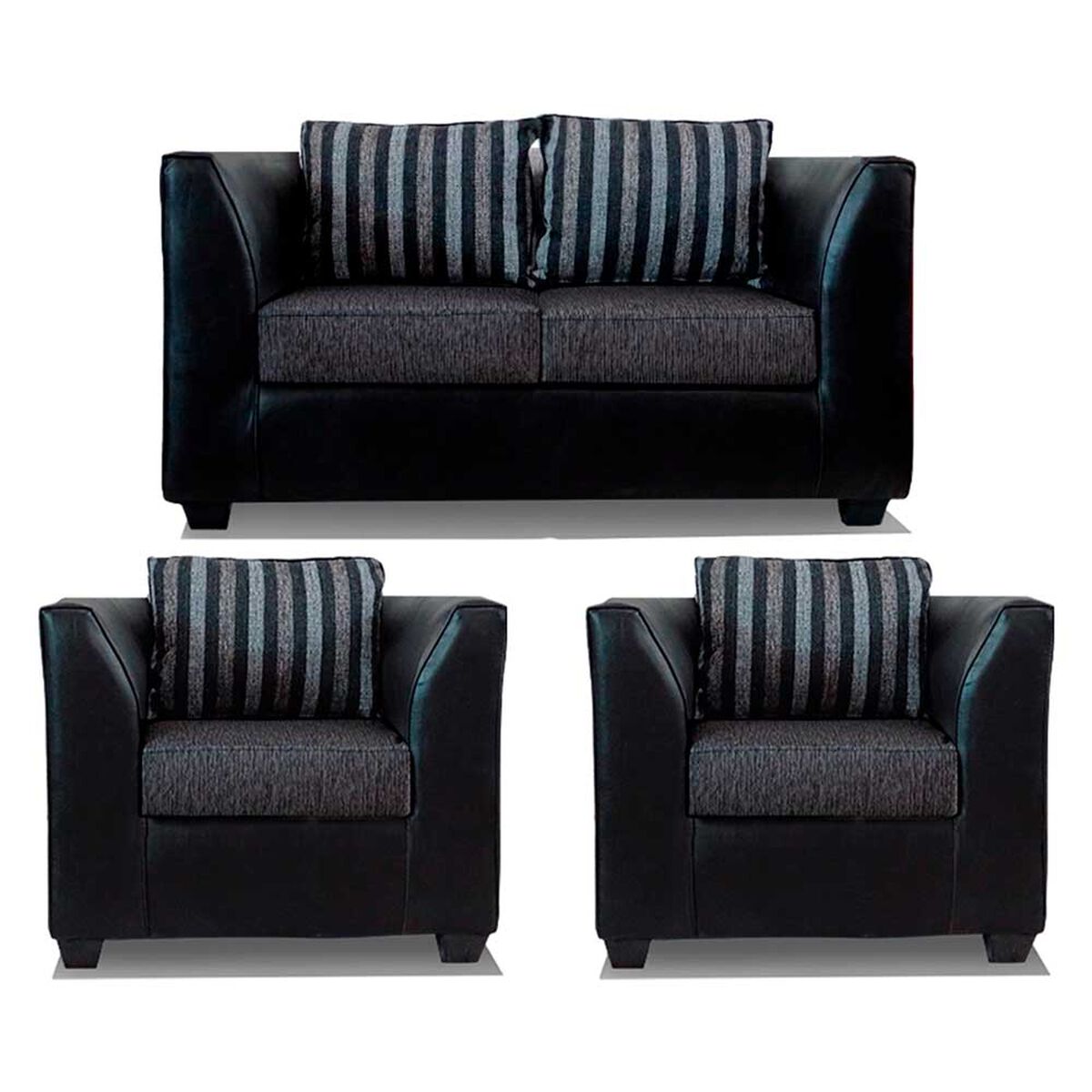 Juego de Living Elegant Detail Valentino Sofá 2 Cuerpos + Dos Sillones 1 Cuerpo Gris Oscuro