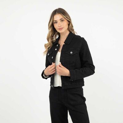 Chaqueta Mezclilla Mujer Zibel Negro