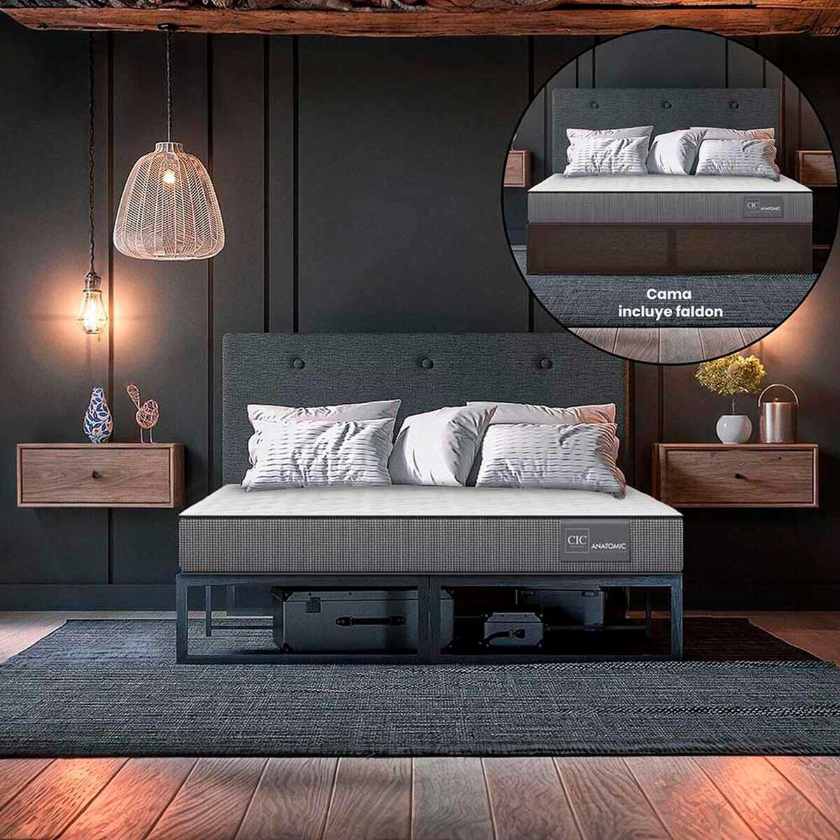 Cama Europea CIC Iron Smart 2 Plazas Anatomic + Fald&oacute;n