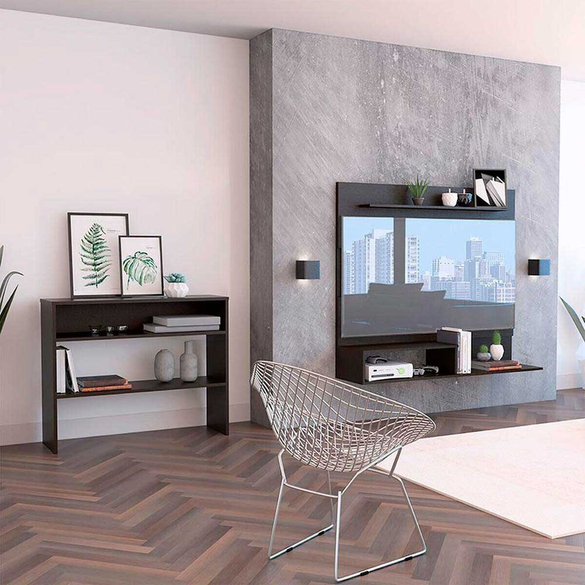 Set Panel TV + Biblioteca Escalera