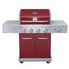 Parrilla a Gas Encendido Electrónico BBQ Grill Texas Acero Inoxidable 4 Quemadores Centrales + 1 Lateral Roja