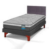 Cama Europea Flex 1,5 Plazas Dream Pocket Box + Respaldo Royal Grafito