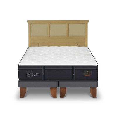 Cama Europea CIC Base Dividida 2 Plazas Grand Premium + Respaldo Torino Mostaza