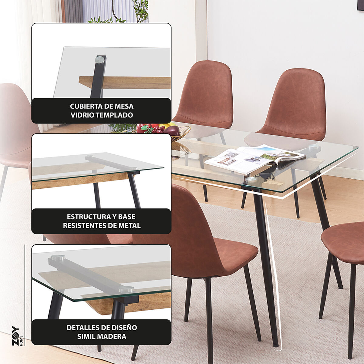 Juego de Comedor Zoy Home Creta 6 Sillas Café