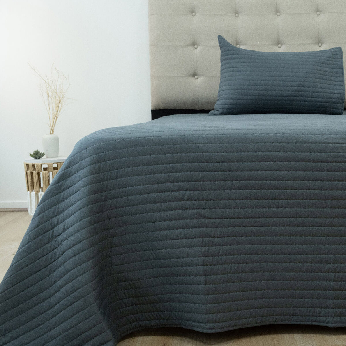 Quilt Doral 1,5 Plazas Lumi Marne Gris Oscuro