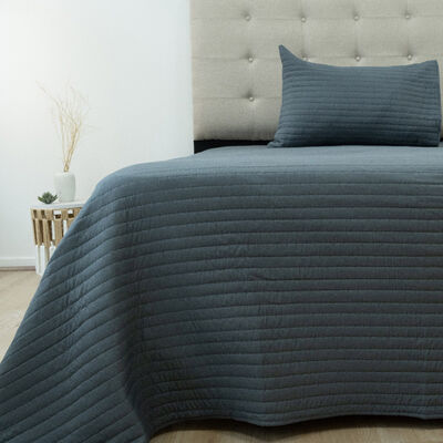 Quilt Doral 1,5 Plazas Lumi Marne Gris Oscuro
