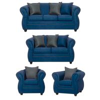 Juego de Living Black Factory Emili 7 Cuerpos Azul