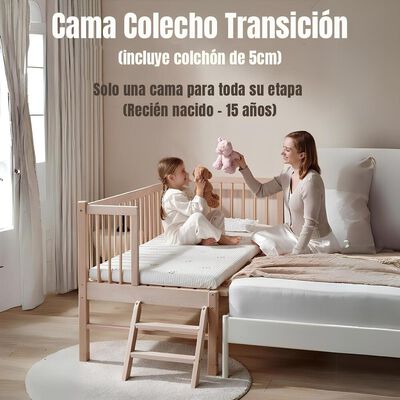 Imagen 2 del producto Cama Cuna Colecho Madera 150*70*86cm con Colchón LuBabycas