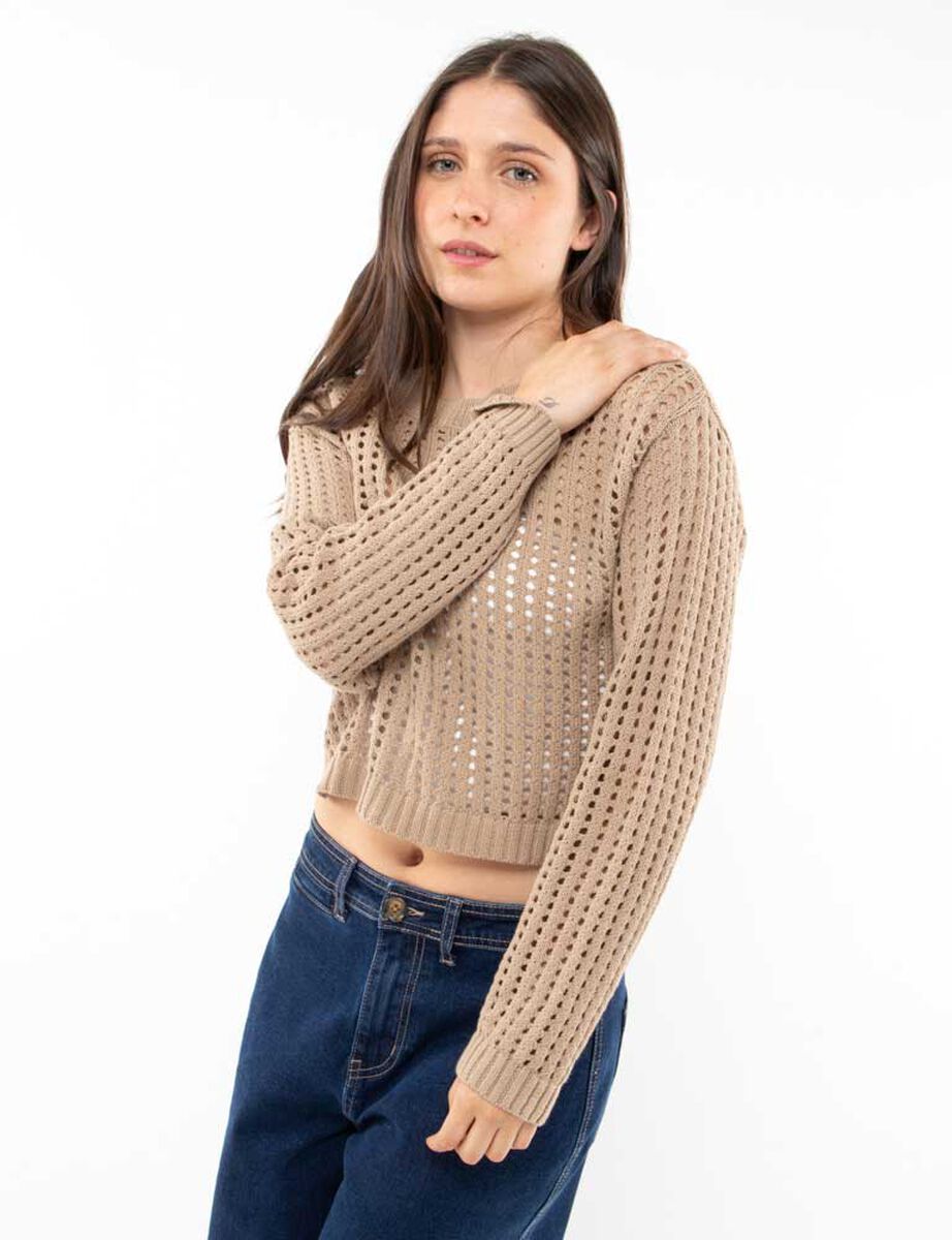 Sweater Crop Crochet Mujer Icono