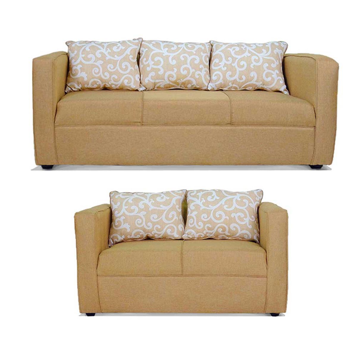 Juego de Living Elegant Detail Indiana Sofá 3 Cuerpos + Sofá 2 Cuerpos Beige