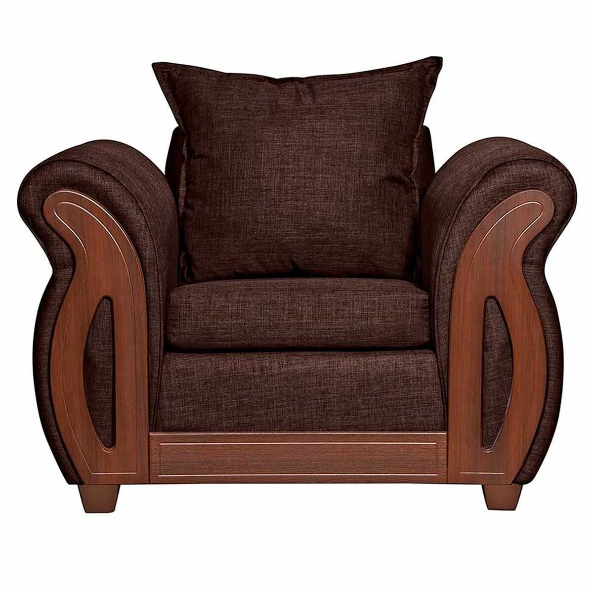 Juego de Living Ruzam Mobel Isidora Sof&aacute; 3 Cuerpos + Dos Sillones 1 Cuerpo Lino Caf&eacute;