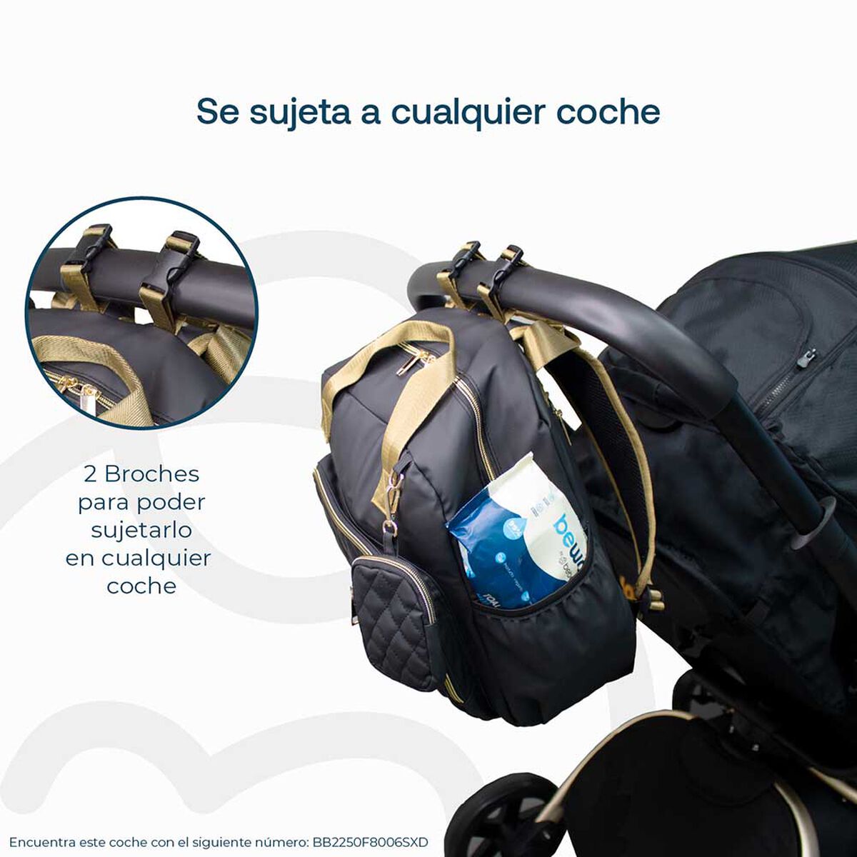 Mochila Maternal&nbsp;Pa&ntilde;alera Black Gold Bebesit